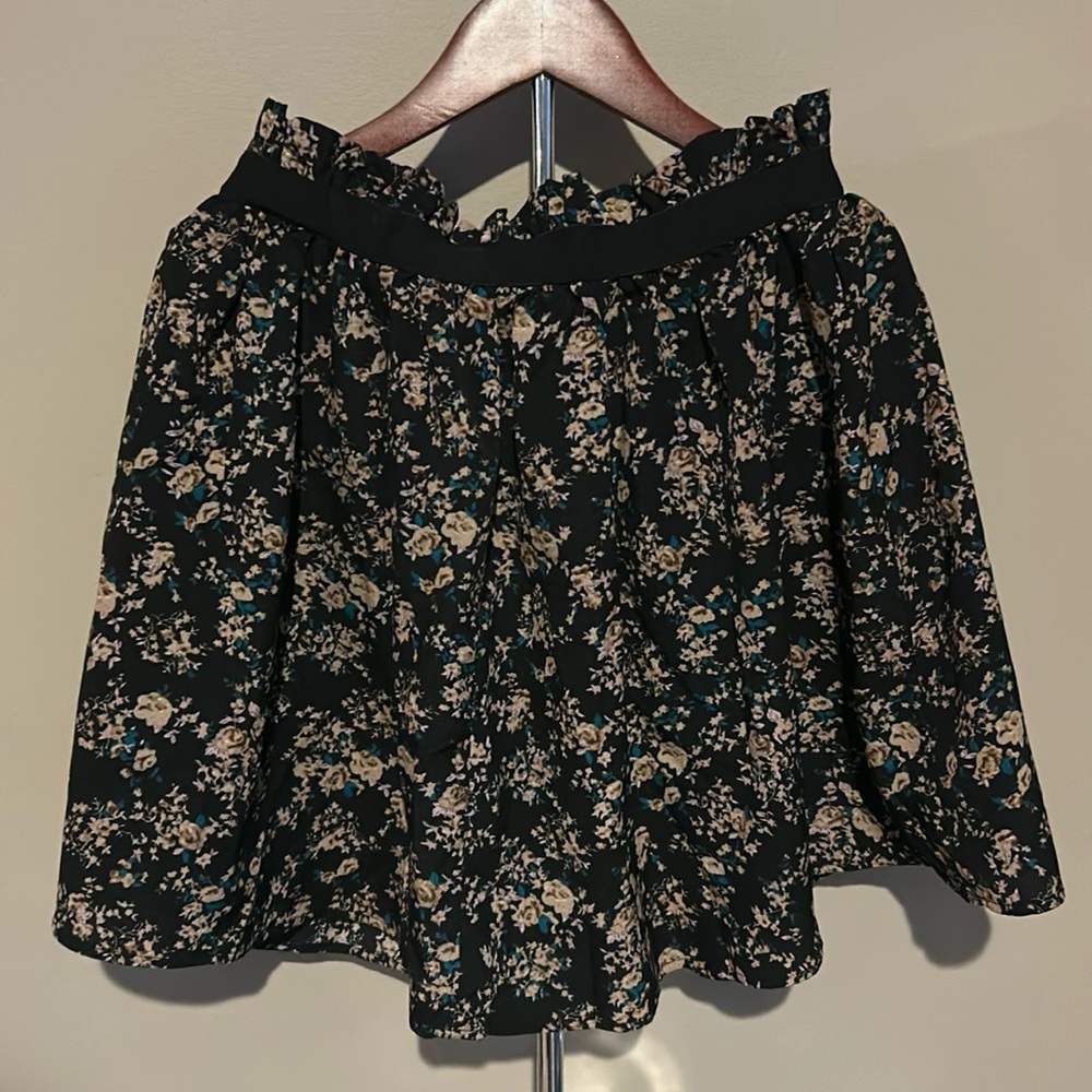 Black Floral Mini Skirt
